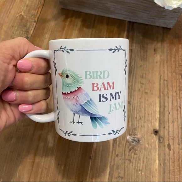 Mahjong Mug Bird Bam White Ceramic Mug Mahjong Player - Picture 3 of 7